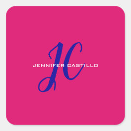 Berufliche Kalligraphie-Script-Monogram-Girly Quadratischer Aufkleber