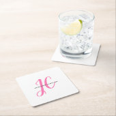 Berufliche Kalligraphie-Script-Monogram-Girly Rechteckiger Pappuntersetzer (Vor Ort)
