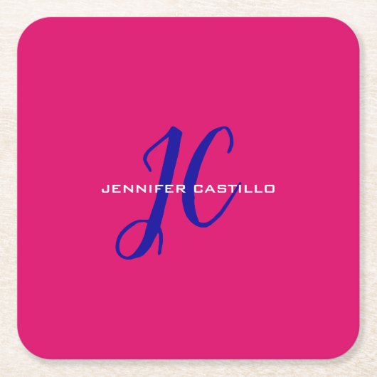 Berufliche Kalligraphie-Script-Monogram-Girly Rechteckiger Pappuntersetzer (Vorderseite)