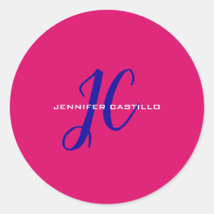Berufliche Kalligraphie-Script-Monogram-Girly Runder Aufkleber