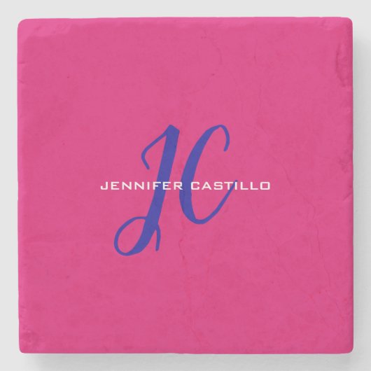 Berufliche Kalligraphie-Script-Monogram-Girly Steinuntersetzer (Vorderseite)