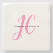 Berufliche Kalligraphie-Script-Monogram-Girly Steinuntersetzer (Vorderseite)