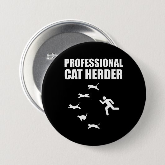 Berufliche Katze Herder Funny Herding Katzen Button (Vorne & Hinten)