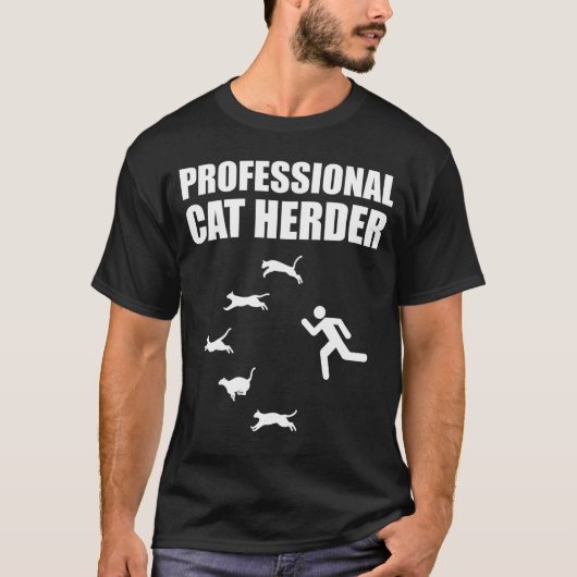 Berufliche Katze Herder Funny Herding Katzen T-Shirt (Vorderseite)