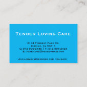 Berufliche Kinderbetreuung Visitenkarte (Rückseite)