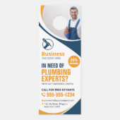 Berufliche Klempnerreparatur Klempner Blau Orange Türanhänger (Vorderseite)
