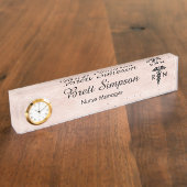 Berufliche Krankenschwester Elegant Rosa Namensplakette (Seite)