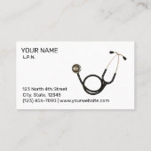 Berufliche Krankenschwester mit Stethoskop-Vorlage Visitenkarte (Rückseite)