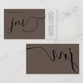 Berufliche Krümmungsbraun-Schwarze-Script-Monogram Visitenkarte (Vorne/Hinten)