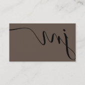 Berufliche Krümmungsbraun-Schwarze-Script-Monogram Visitenkarte (Rückseite)