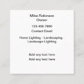 Berufliche Landschaften und Zuhause-Beleuchtung Quadratische Visitenkarte (Rückseite)