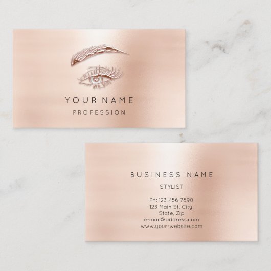 Berufliche Lashes Brows Makeup Eye Gold Pulver Visitenkarte (Vorne/Hinten)