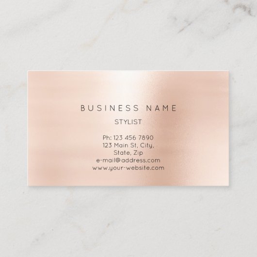 Berufliche Lashes Brows Makeup Gold Blush Visitenkarte (Rückseite)