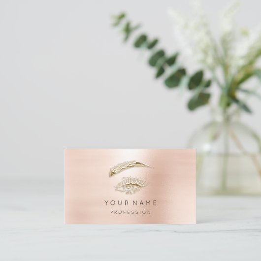 Berufliche Lashes Brows Makeup Gold Blush Visitenkarte (Stehend Vorderseite)