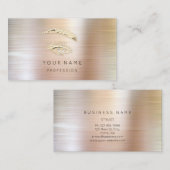 Berufliche Lashes Brows Makeup Logo Gold Brushed Visitenkarte (Vorne/Hinten)