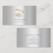Berufliche Lashes Brows Makeup Logo Gold Grau Visitenkarte (Vorne/Hinten)