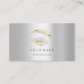 Berufliche Lashes Brows Makeup Logo Gold Grau Visitenkarte (Vorderseite)