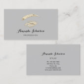 Berufliche Lashes Brows Makeup Logo Gold Grau Visitenkarte (Vorne/Hinten)