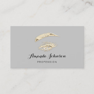 Berufliche Lashes Brows Makeup Logo Gold Grau Visitenkarte