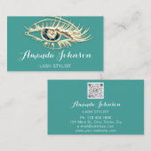 Berufliche Lashes Brows Makeup Logo Gold Grün Visitenkarte (Vorne/Hinten)