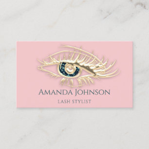 Berufliche Lashes Brows Makeup Logo Gold Pink Visitenkarte