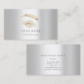 Berufliche Lashes Brows Makeup Logo Gold Silber Visitenkarte (Vorne/Hinten)