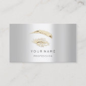 Berufliche Lashes Brows Makeup Logo Gold Silber Visitenkarte (Vorderseite)
