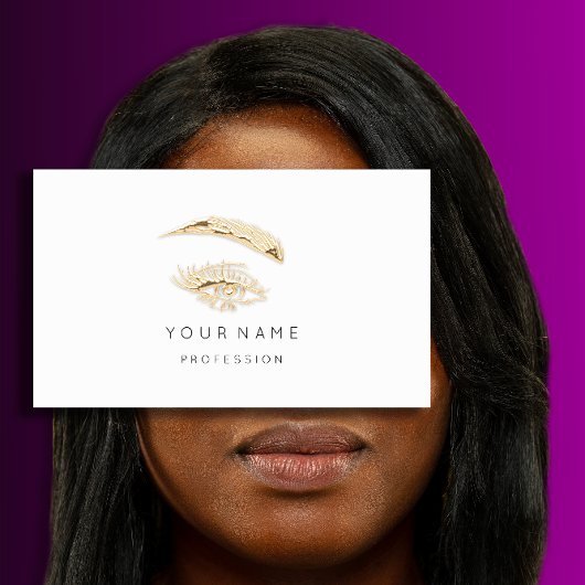 Berufliche Lashes Brows Makeup Logo Gold Visitenkarte