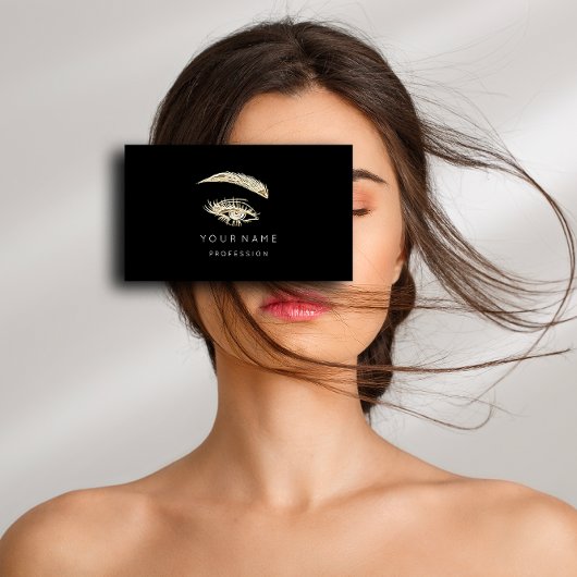 Berufliche Lashes Brows Makeup Logo Gold Visitenkarte