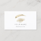 Berufliche Lashes Brows Makeup Logo Gold Weiß Visitenkarte (Vorderseite)