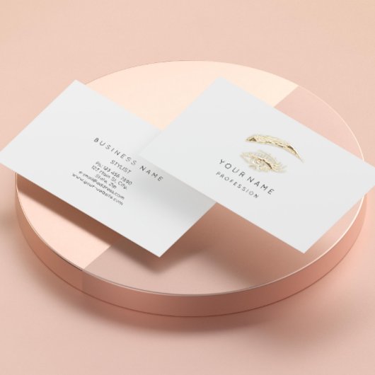 Berufliche Lashes Brows Makeup Logo Gold Weiß Visitenkarte