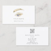 Berufliche Lashes Brows Makeup Logo White QRCode Visitenkarte (Vorne/Hinten)