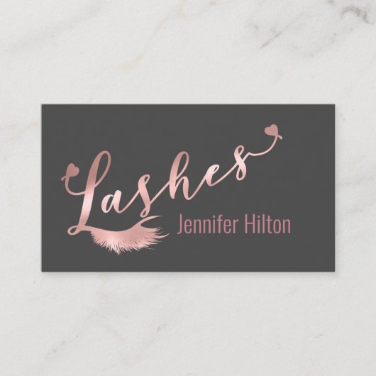 Berufliche Lashes Kalligrafie Herz Logo Visitenkarte (Vorderseite)