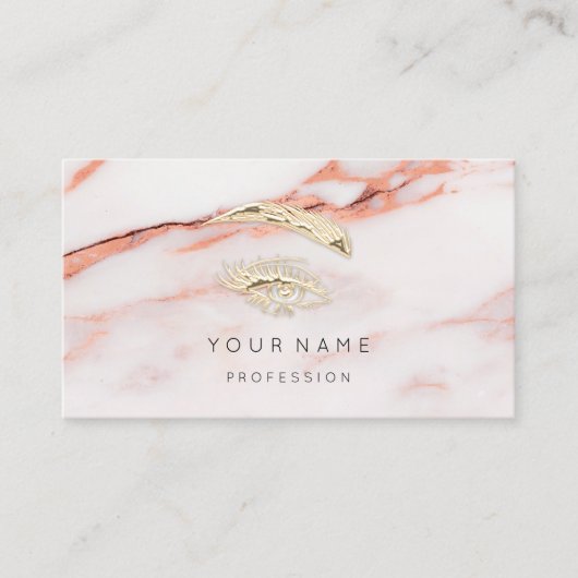 Berufliche Lashes Makeup Logo Gold-Marmor Visitenkarte (Vorderseite)
