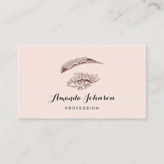 Berufliche Lashes Makeup Logo Rose Blush Visitenkarte (Vorderseite)