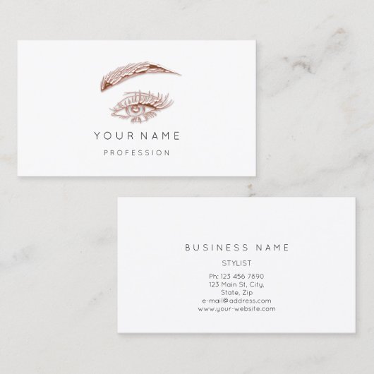 Berufliche Lashes Makeup-Logo-Rose Rosa Visitenkarte (Vorne/Hinten)