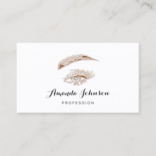 Berufliche Lashes Makeup-Logo-Rose weiß Visitenkarte (Vorderseite)