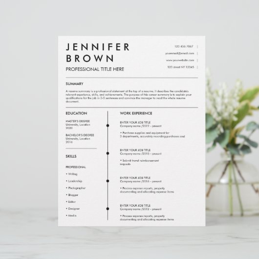 Berufliche Lebenslauf-Vorlage moderne cv (Stehend Vorderseite)