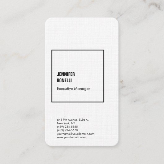 Berufliche Leinen minimalistisch modern schwarz-we Visitenkarte (Vorderseite)