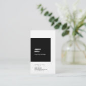 Berufliche Leinen minimalistisch Schwarz-weiß schl Visitenkarte (Stehend Vorderseite)