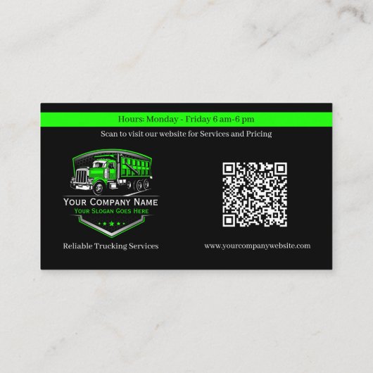 Berufliche LKW-Abschleppfirma QR-Code Visitenkarte (Rückseite)