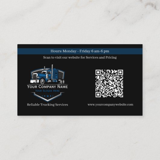 Berufliche LKW-Abschleppfirma QR-Code Visitenkarte (Rückseite)