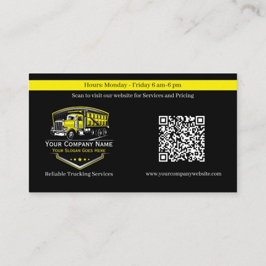 Berufliche LKW-Abschleppfirma QR-Code Visitenkarte (Rückseite)