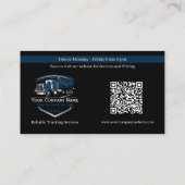 Berufliche LKW-Abschleppfirma QR-Code Visitenkarte (Rückseite)