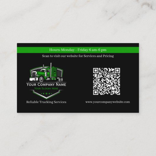 Berufliche LKW-Abschleppfirma QR-Code Visitenkarte (Rückseite)