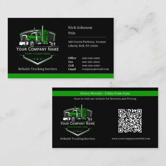 Berufliche LKW-Abschleppfirma QR-Code Visitenkarte (Vorne/Hinten)