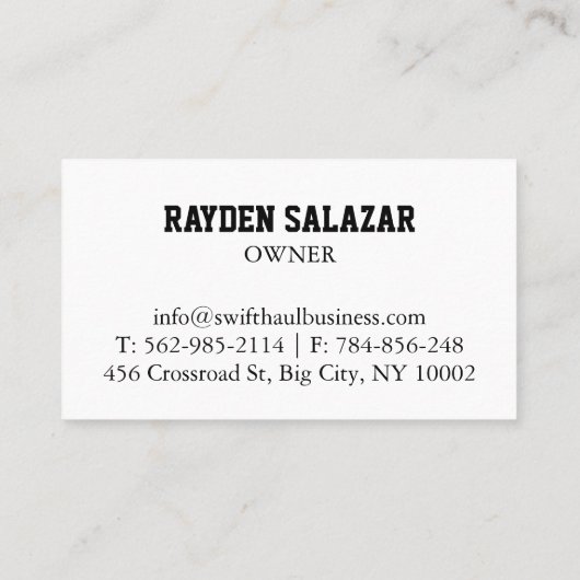 berufliche LKW-Visitenkarten Visitenkarte (Rückseite)