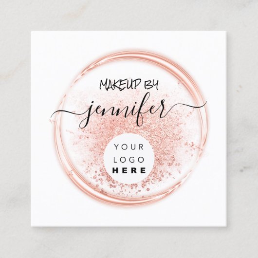 Berufliche Logo-Makeup-Rose Minimaler Blush Quadratische Visitenkarte (Vorderseite)