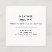 Berufliche Logo-Minimal modern weiß Quadratische Visitenkarte (Rückseite)