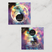 Berufliche Logo Nails Beauty Hair Glam Holograph Quadratische Visitenkarte (Vorne/Hinten)